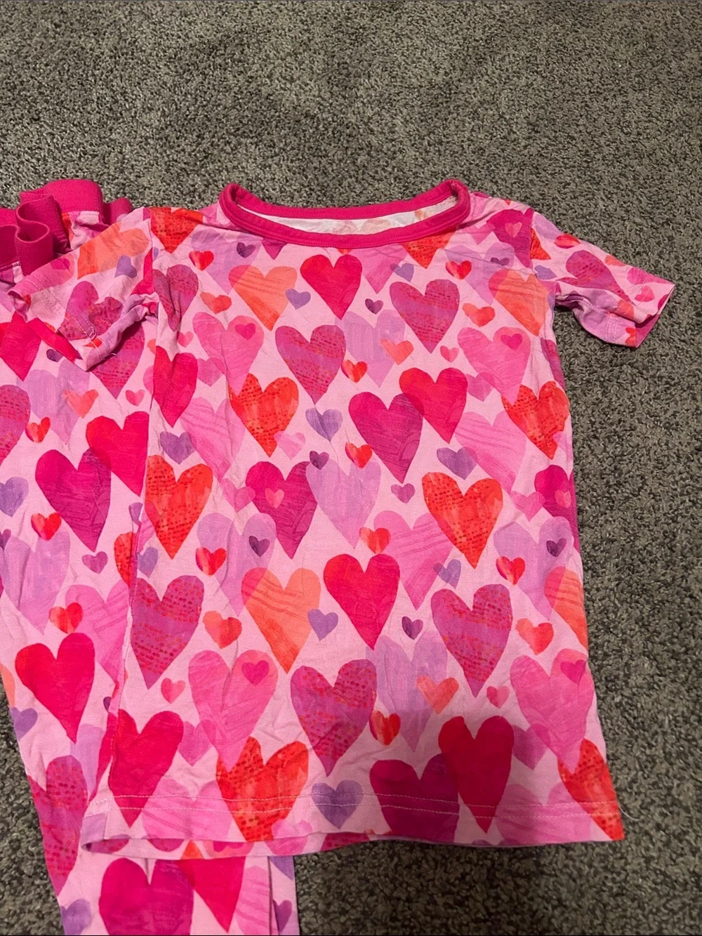 Little Sleepies Pink & Red Heart Print Pajama Set